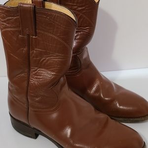 Justin Roper Brown Leather Cowboy Western Boots